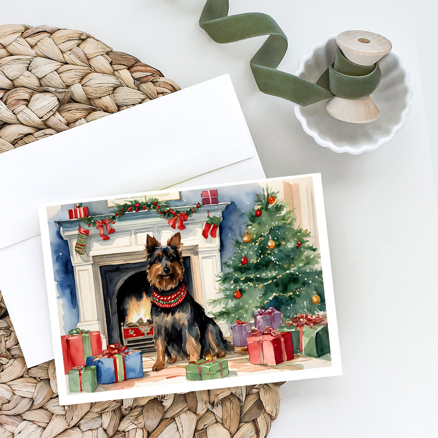 Australian Terrier Christmas Greeting Cards and Envelopes Pack of 8