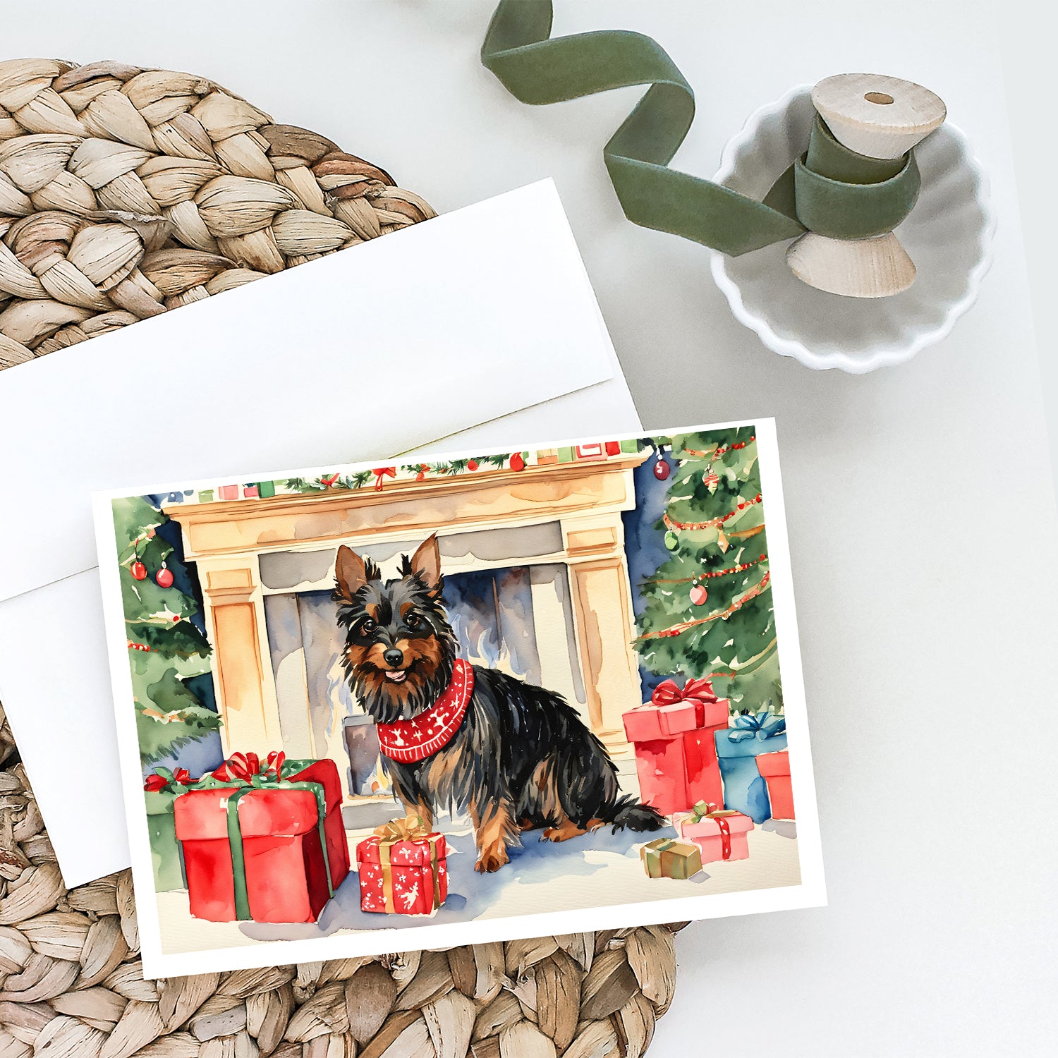 Buy this Australian Terrier Christmas Greeting Cards and Envelopes Pack of 8