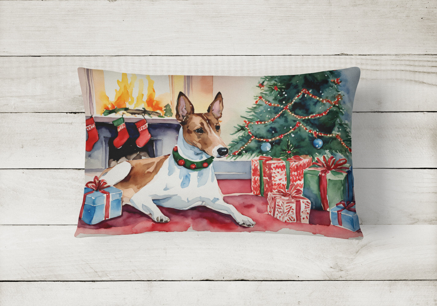 Basenji Christmas Fabric Decorative Pillow