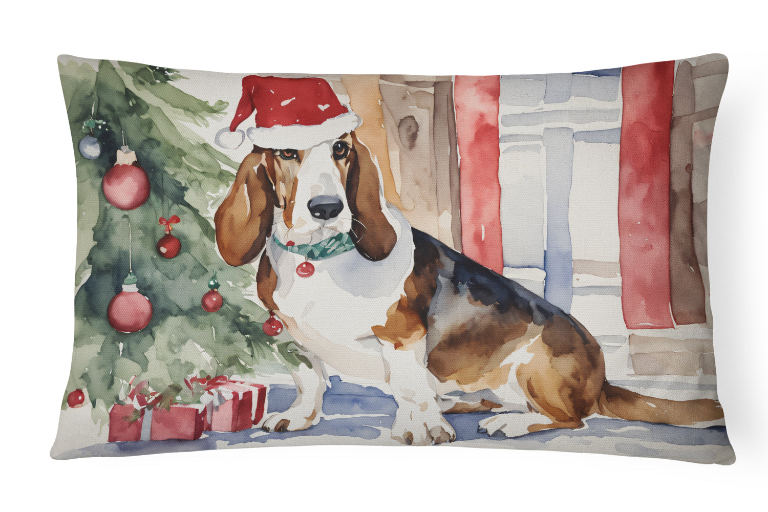 Buy this Basset Hound Christmas Fabric Decorative Pillow
