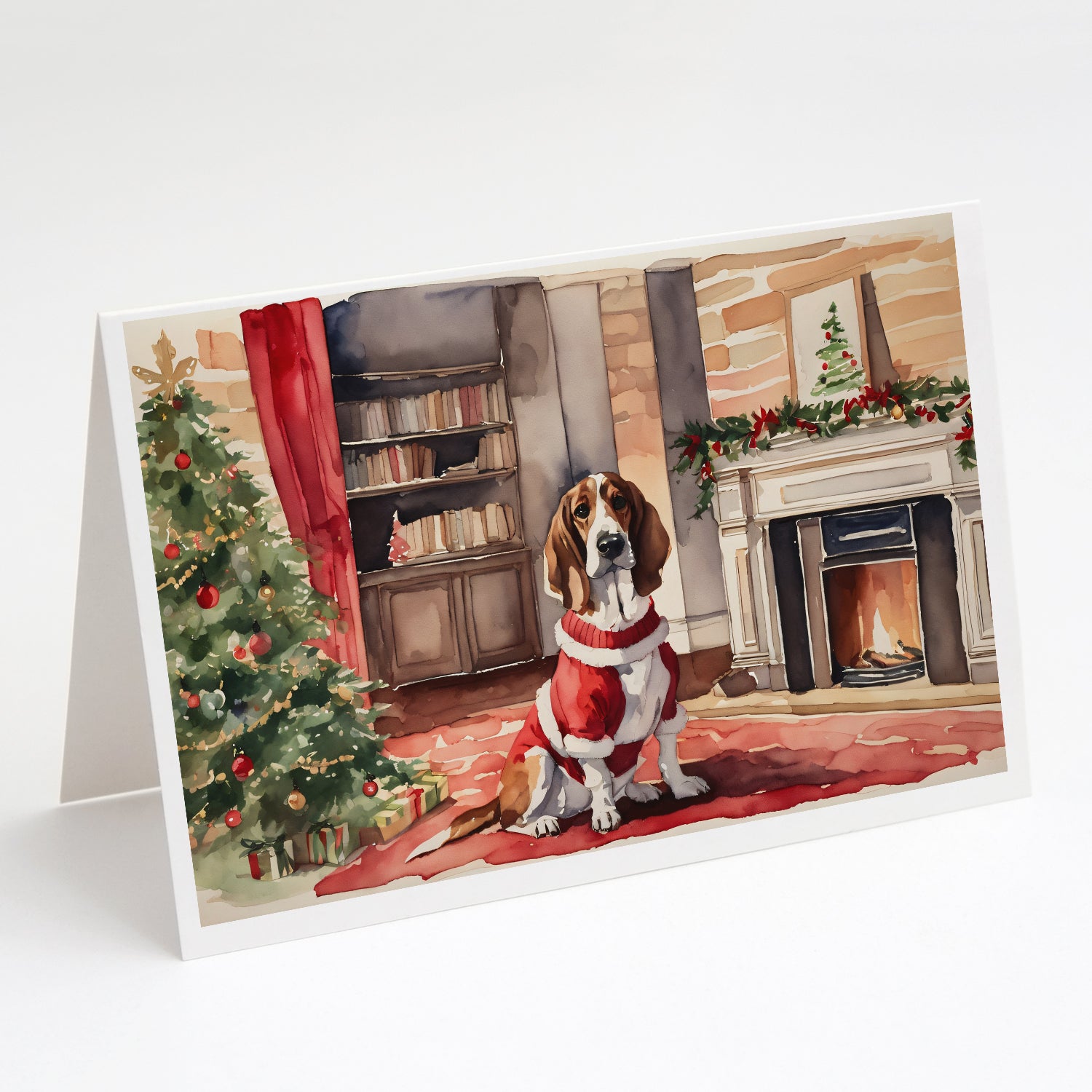 Buy this Basset Hound Christmas Greeting Cards and Envelopes Pack of 8