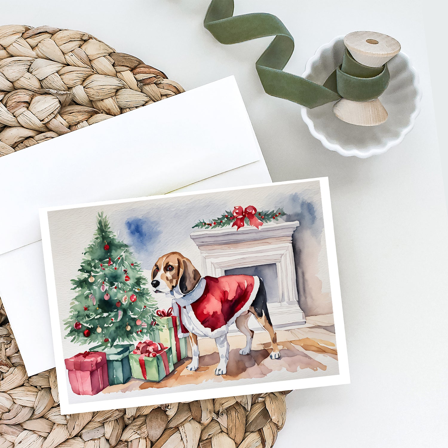 Beagle Christmas Greeting Cards and Envelopes Pack of 8