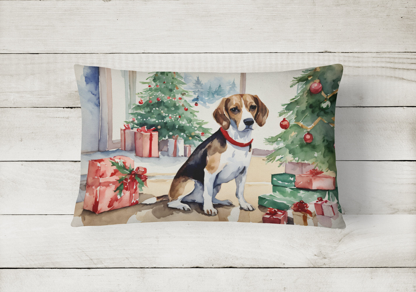 Beagle Christmas Fabric Decorative Pillow