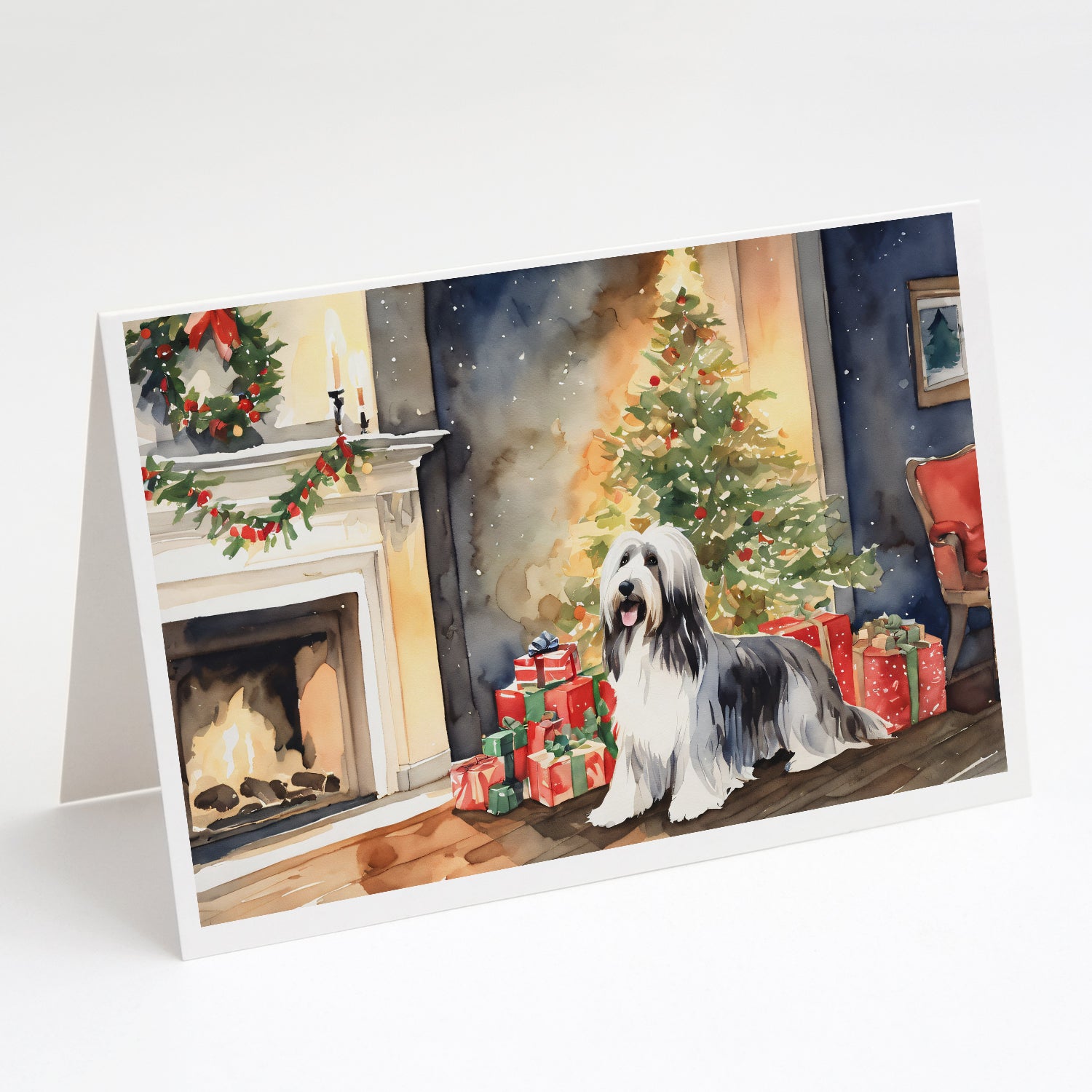 Buy this Bearded Collie Christmas Greeting Cards and Envelopes Pack of 8