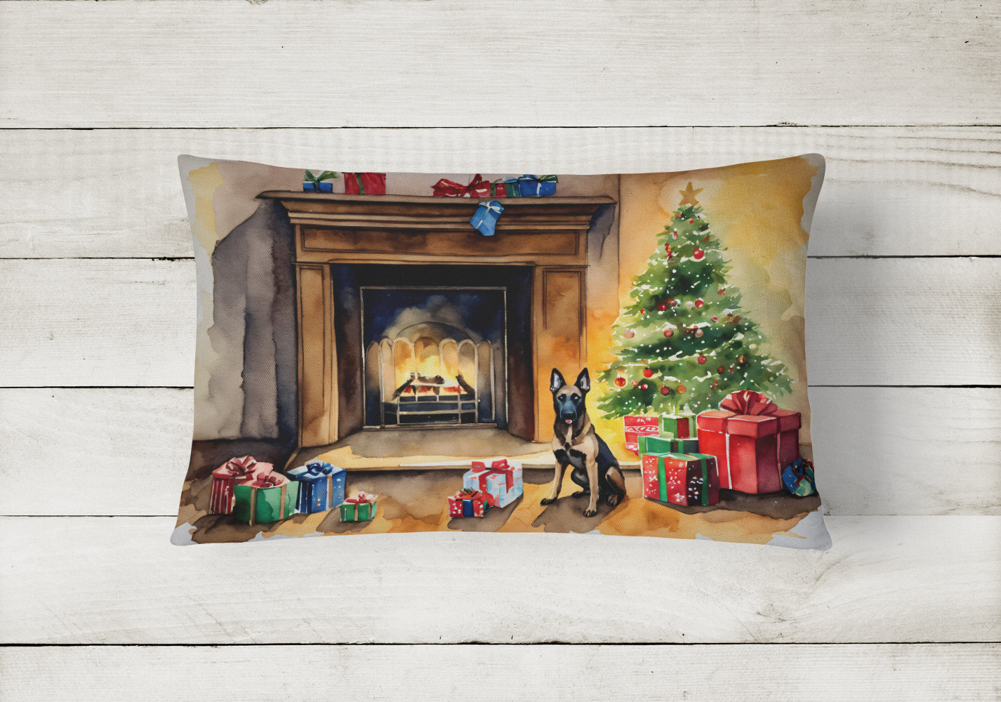 Belgian Malinois Christmas Fabric Decorative Pillow