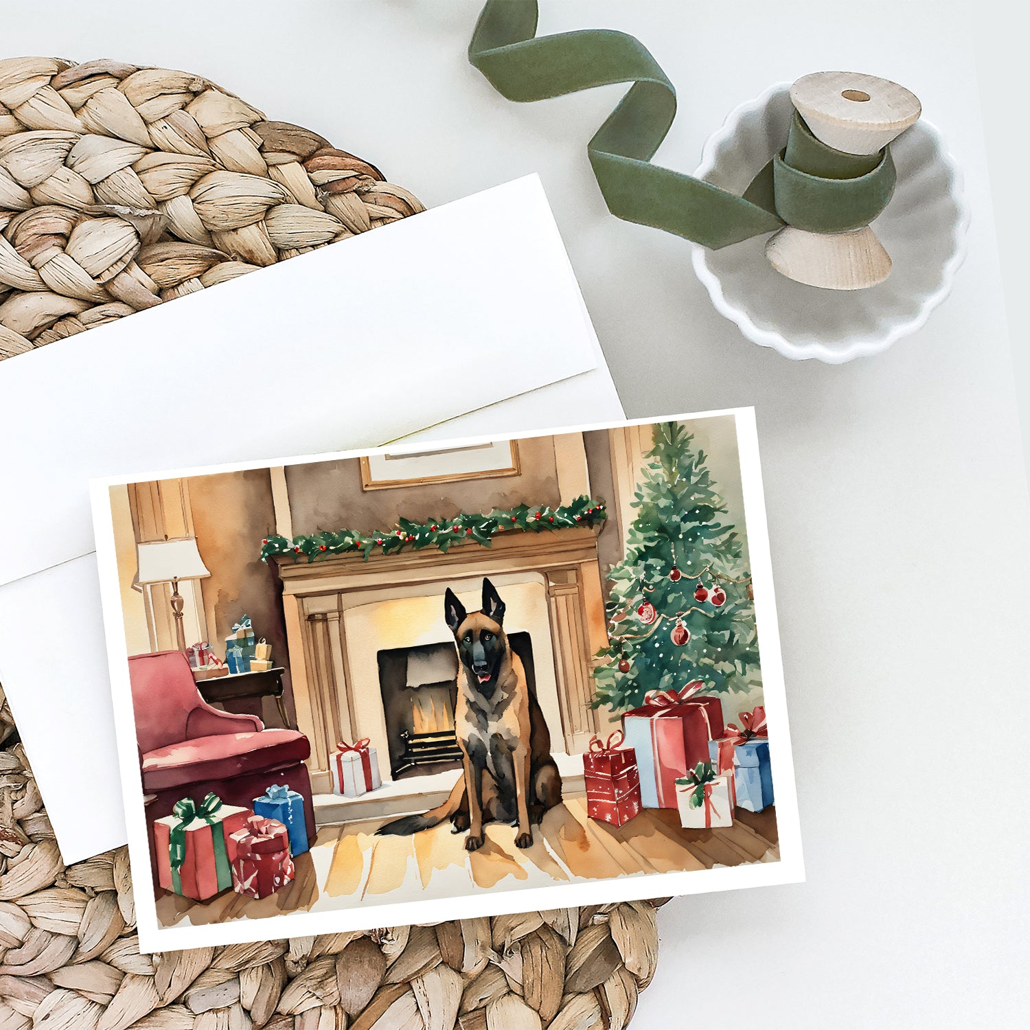 Belgian Malinois Christmas Greeting Cards and Envelopes Pack of 8