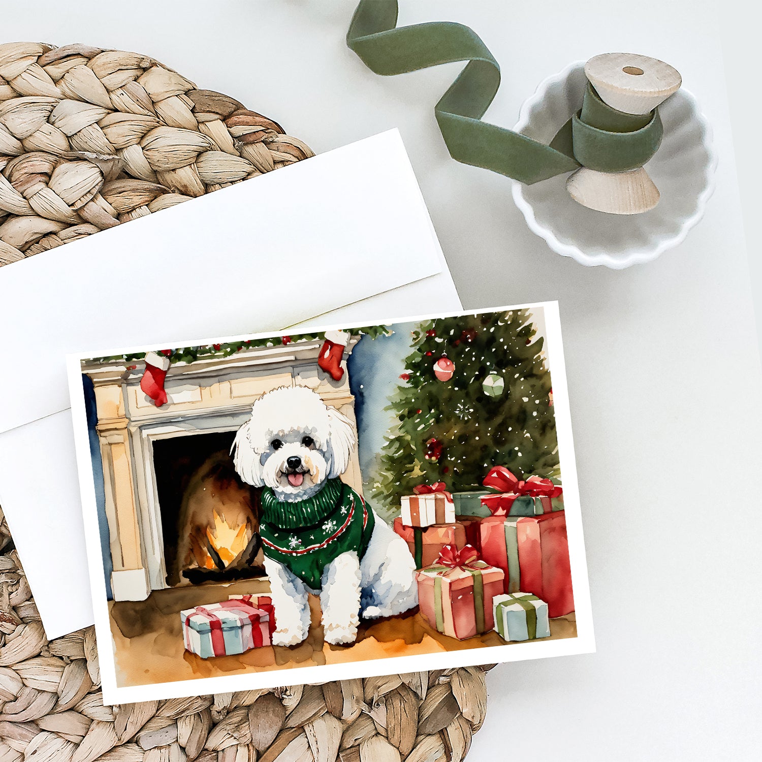 Buy this Bichon Frise Christmas Greeting Cards and Envelopes Pack of 8