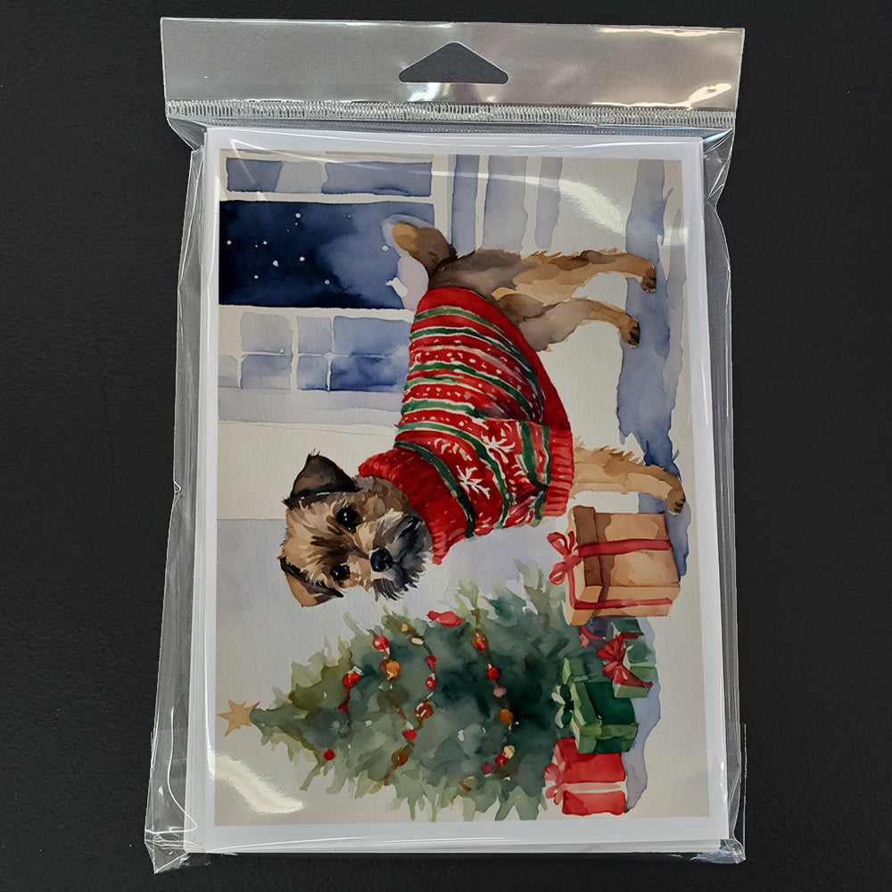 Border Terrier Christmas Greeting Cards and Envelopes Pack of 8