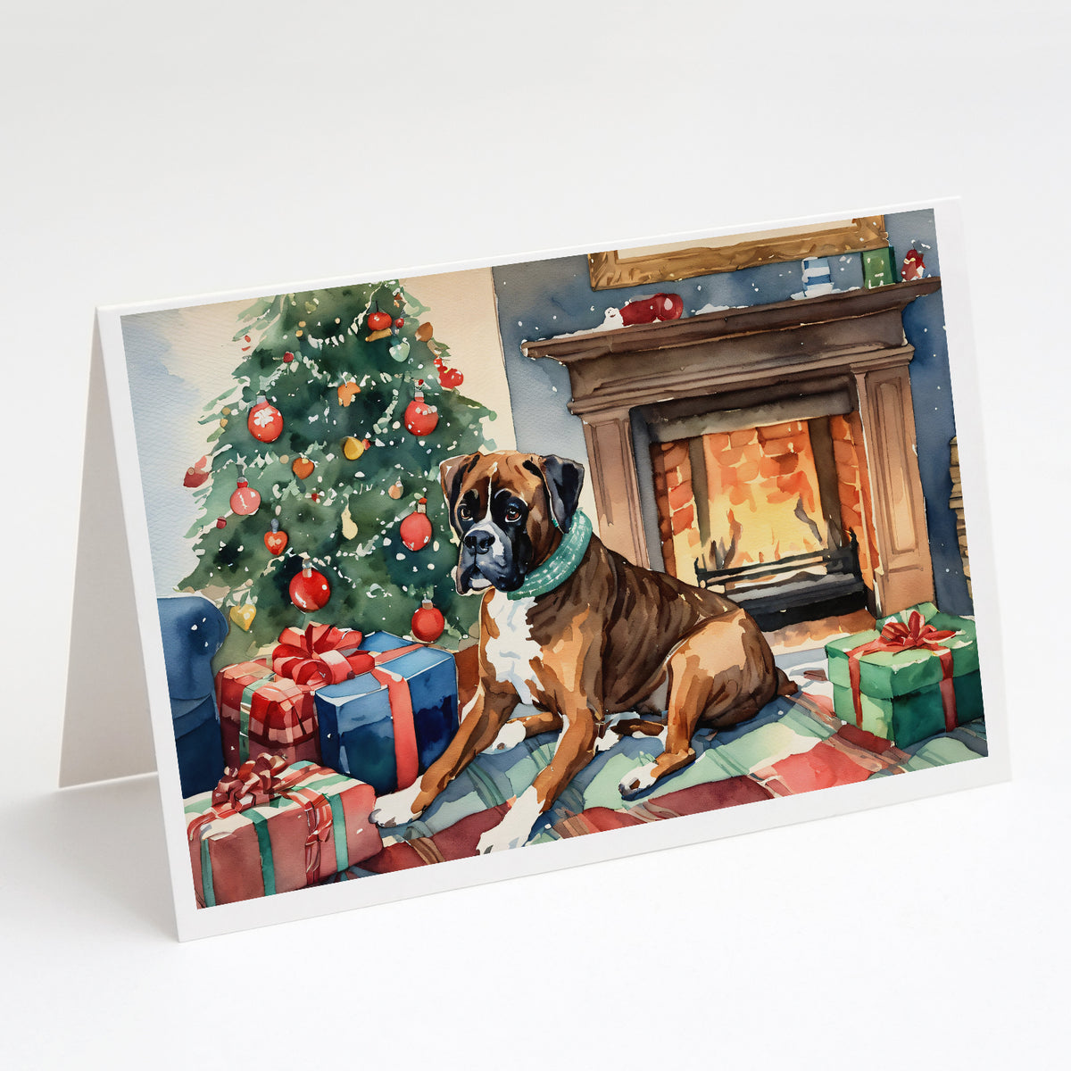 Buy this Fawn Boxer Christmas Greeting Cards and Envelopes Pack of 8