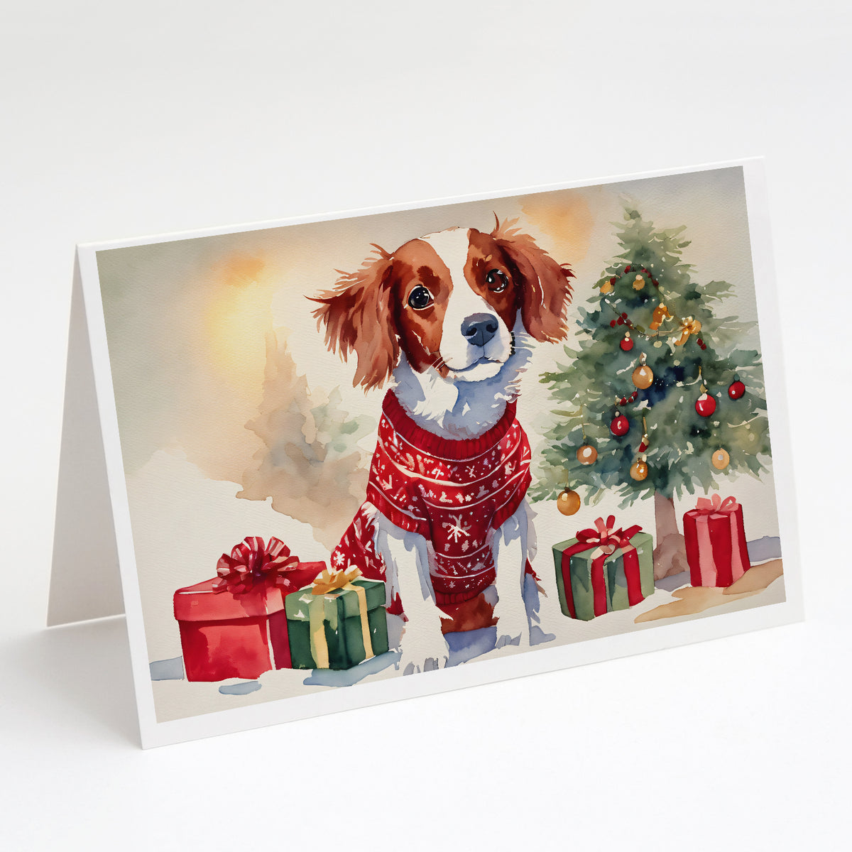 Buy this Brittany Spaniel Christmas Greeting Cards and Envelopes Pack of 8