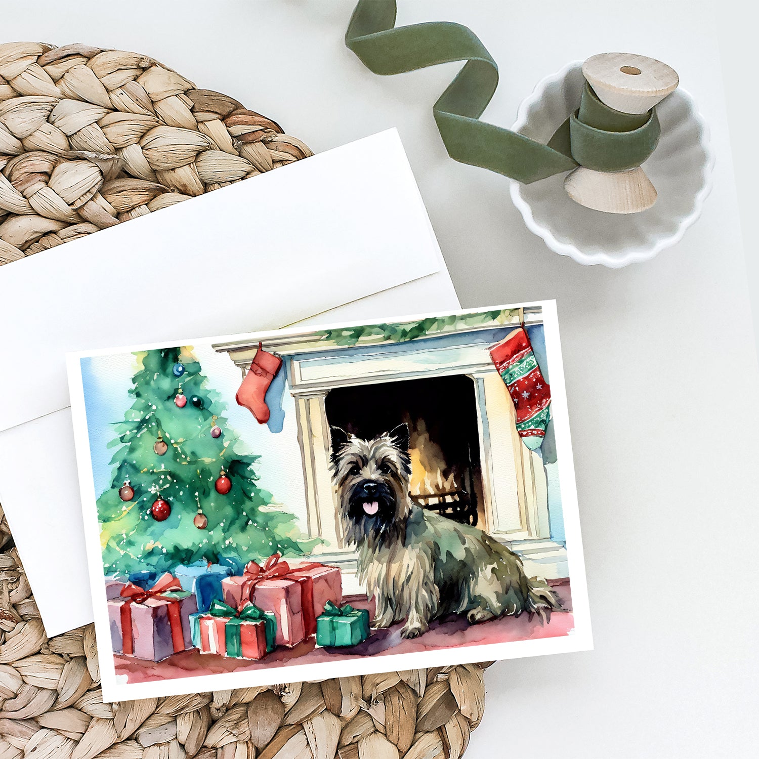 Cairn Terrier Christmas Greeting Cards and Envelopes Pack of 8