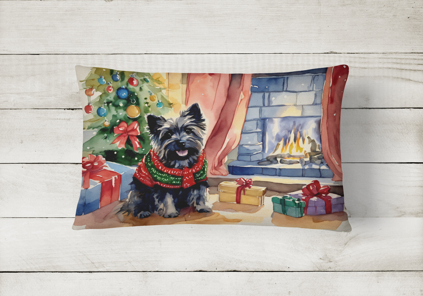 Cairn Terrier Christmas Fabric Decorative Pillow