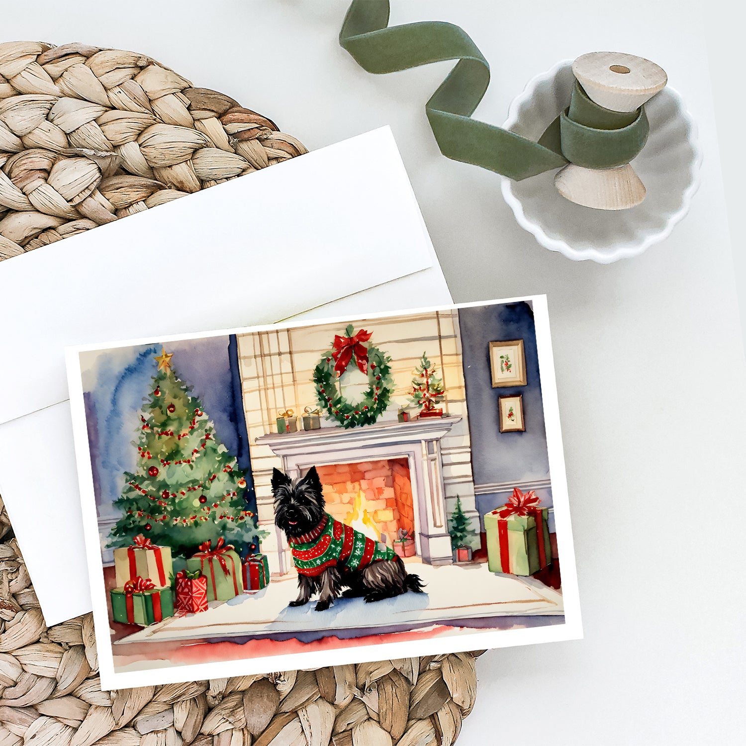 Caroline's Treasures Cairn Terrier Christmas Greeting Cards - Blank Note Cards – 8-Pack of Artist-Designed Cards with Envelopes