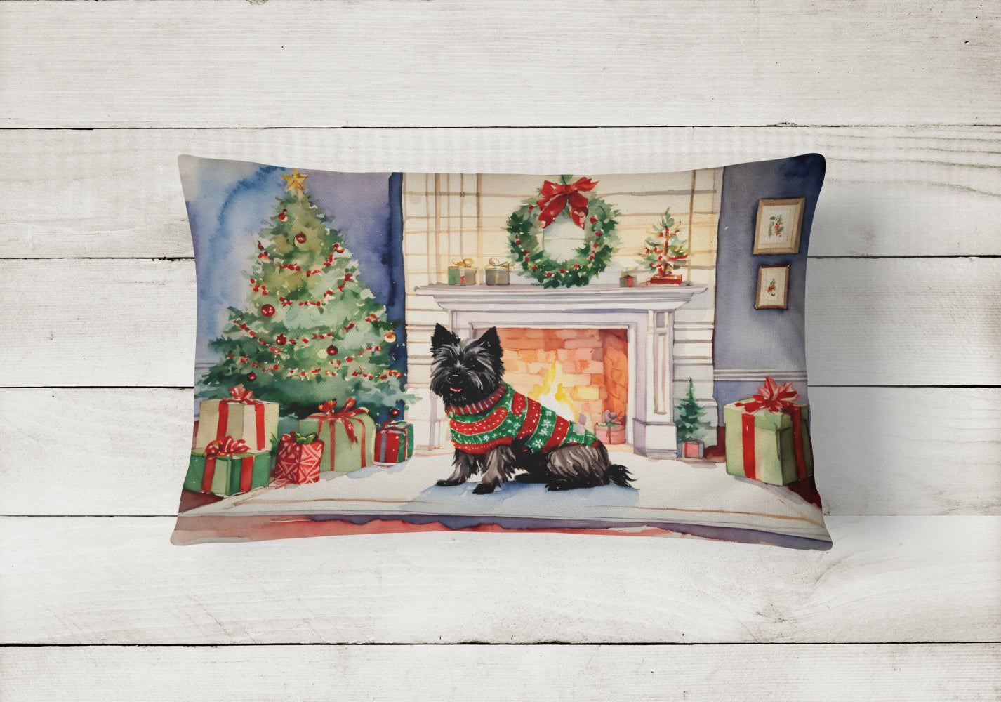 Cairn Terrier Christmas Fabric Decorative Pillow