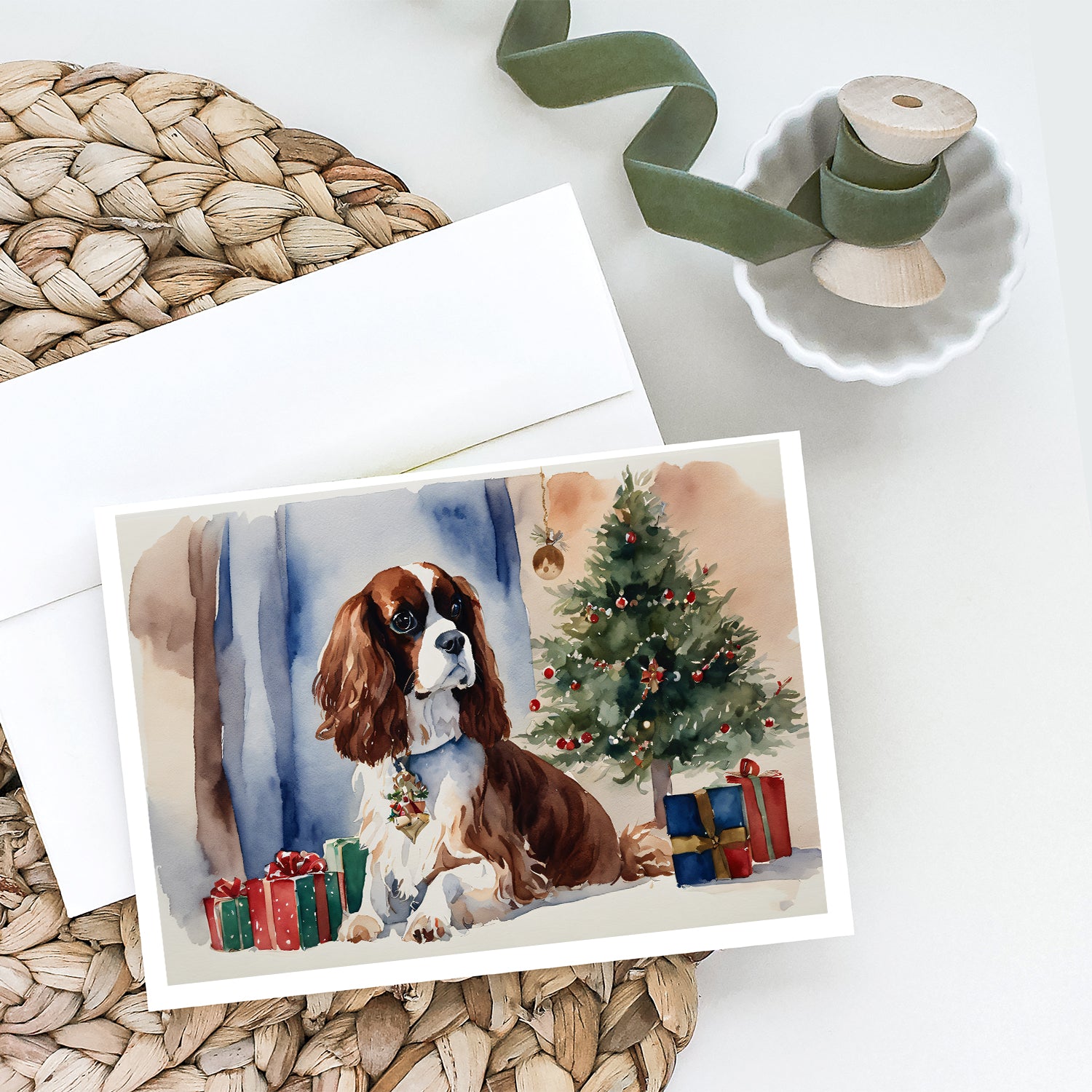 Cavalier Spaniel Christmas Greeting Cards and Envelopes Pack of 8