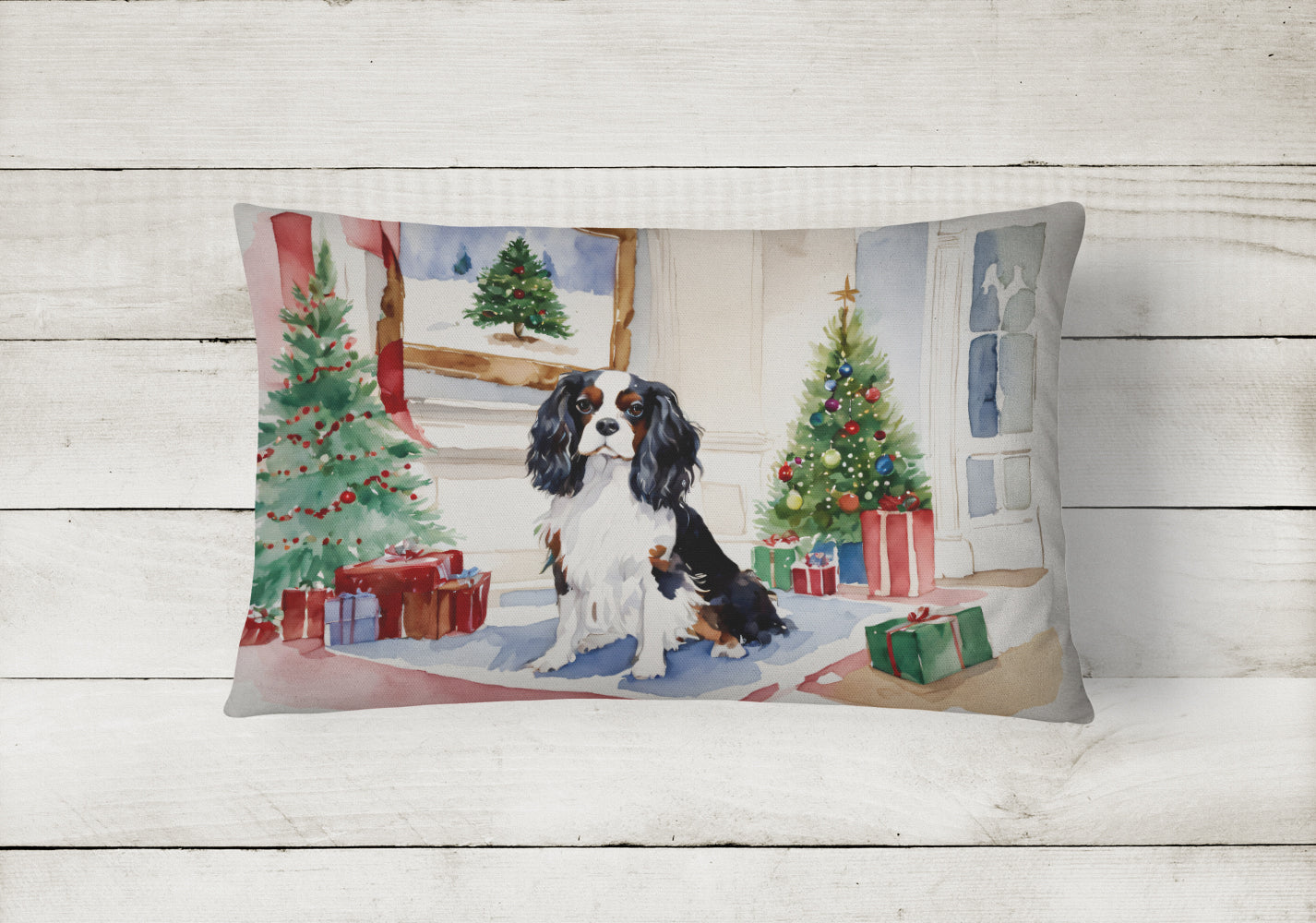 Cavalier Spaniel Christmas Fabric Decorative Pillow