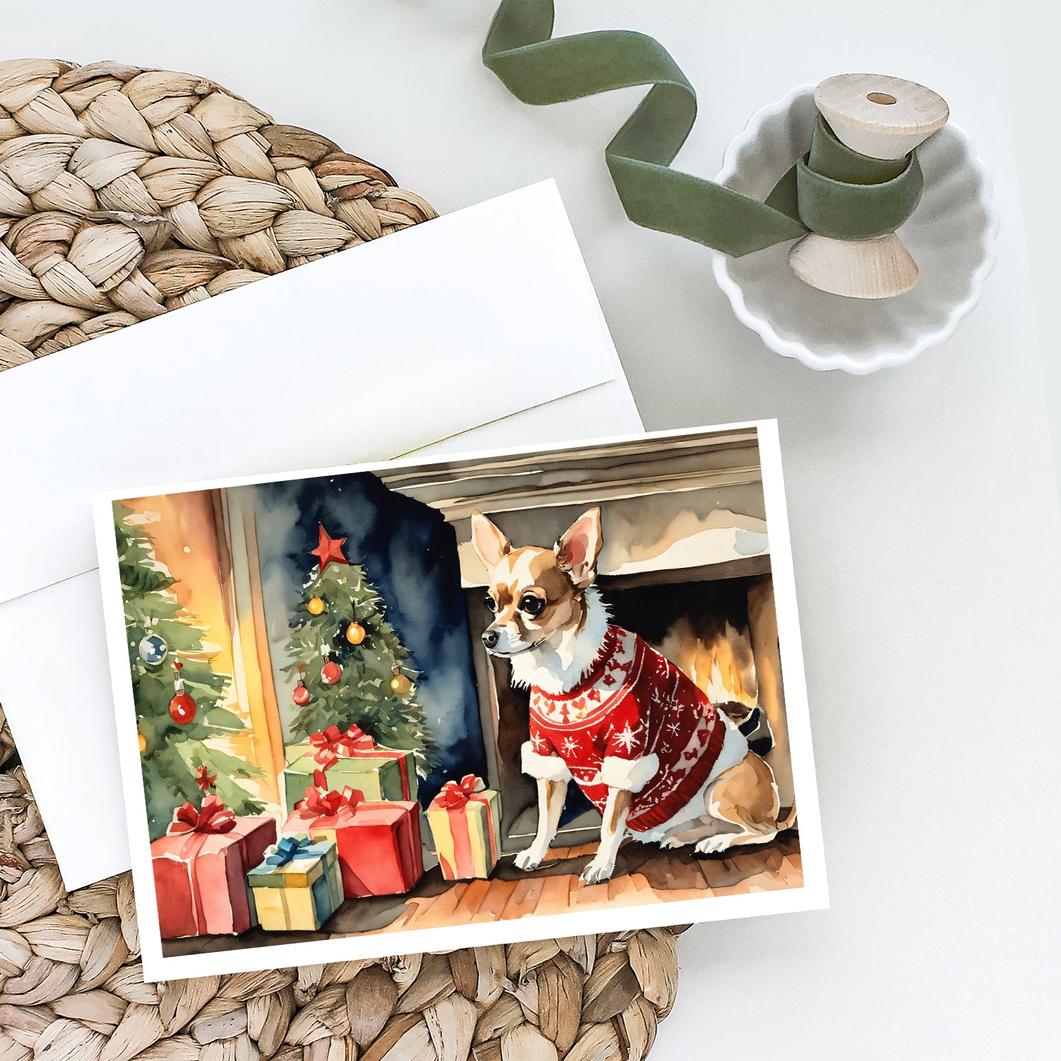 Chihuahua Christmas Greeting Cards and Envelopes Pack of 8