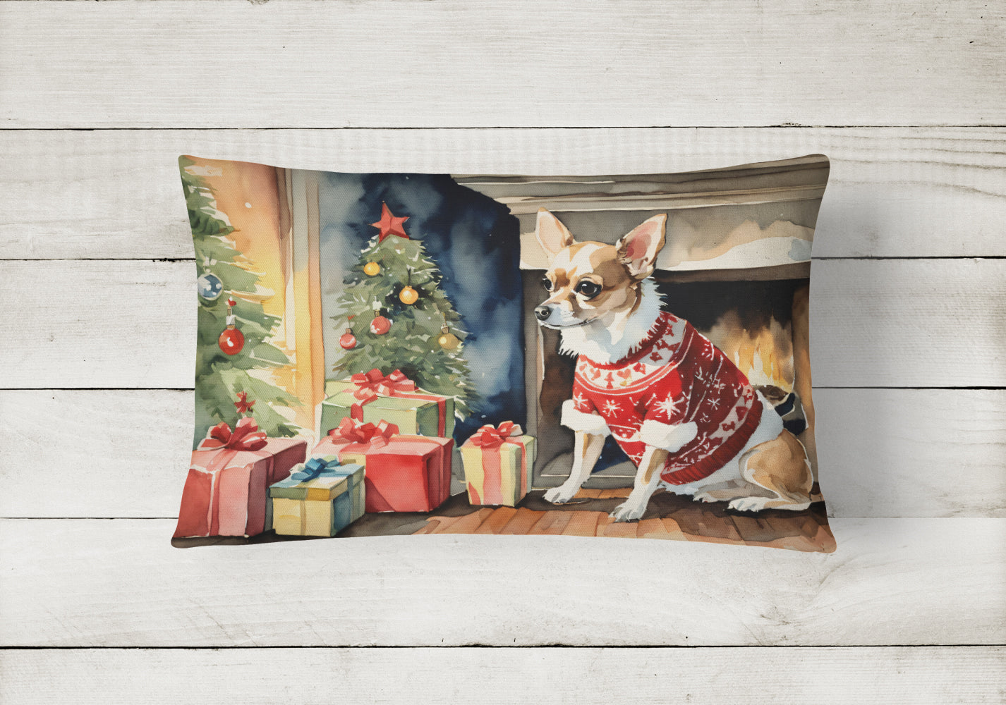 Buy this Chihuahua Christmas Fabric Decorative Pillow