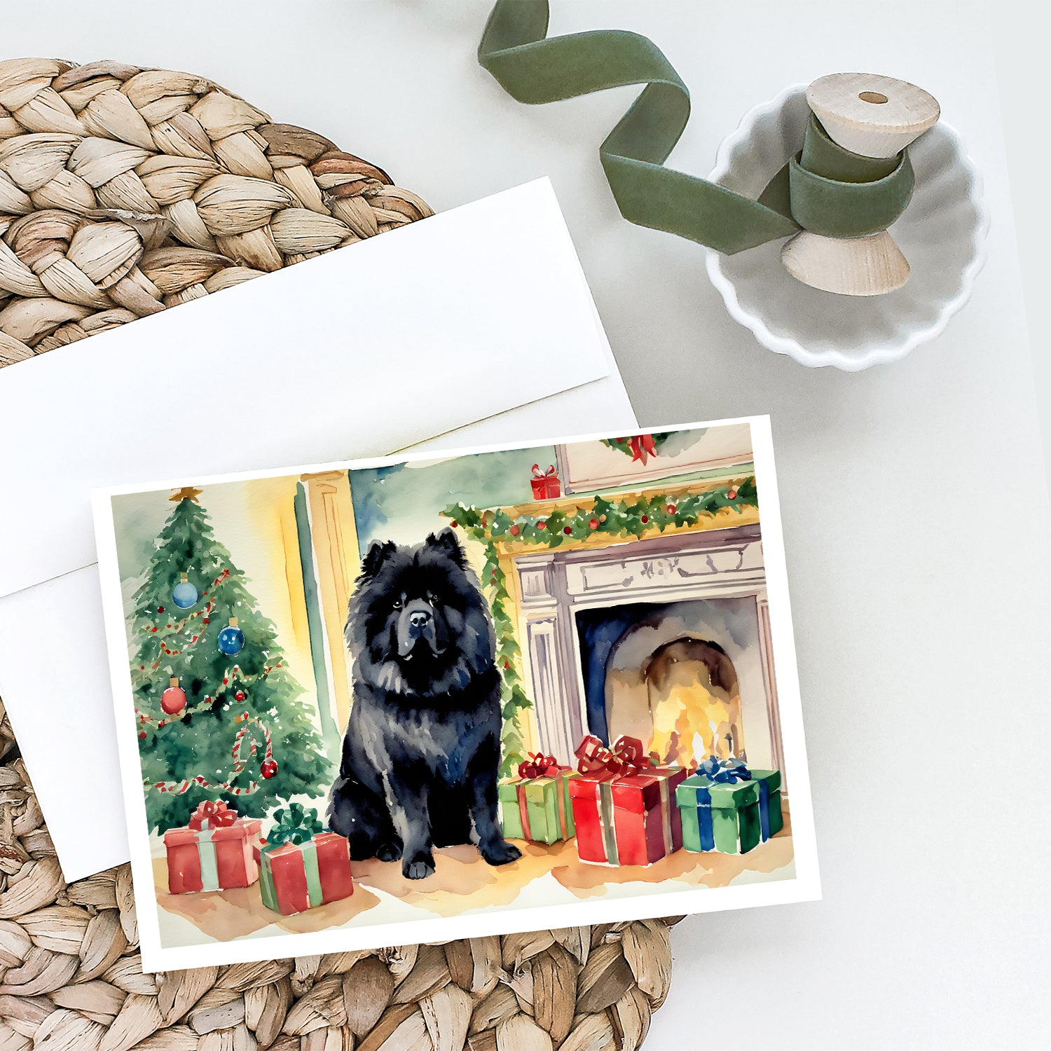 Buy this Black Chow Chow Christmas Greeting Cards and Envelopes Pack of 8