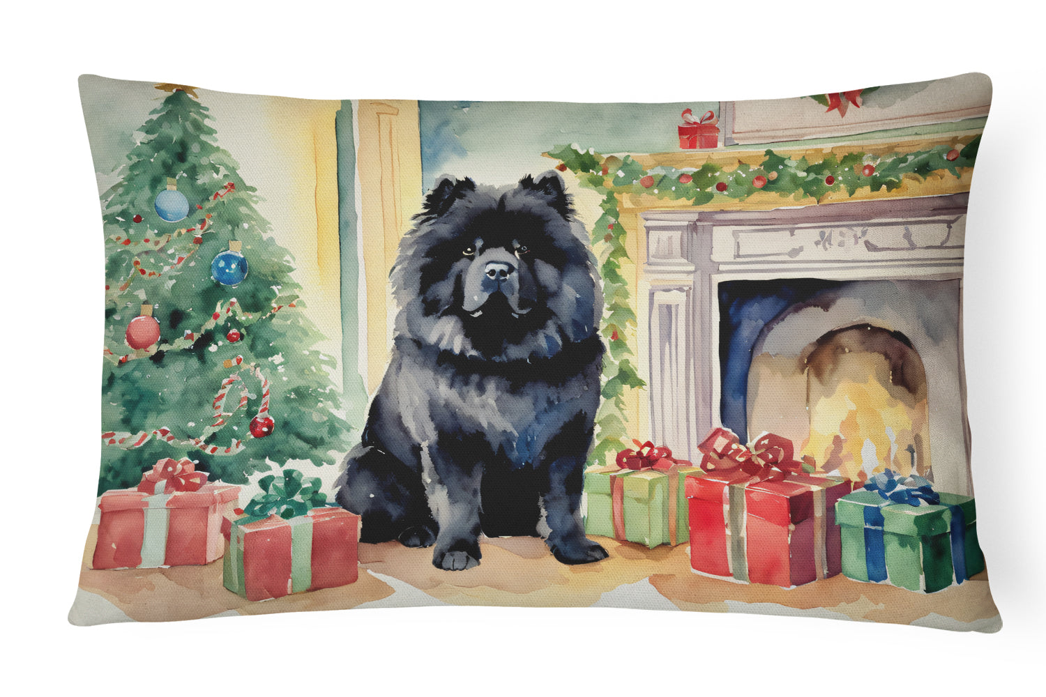 Buy this Black Chow Chow Christmas Fabric Decorative Pillow