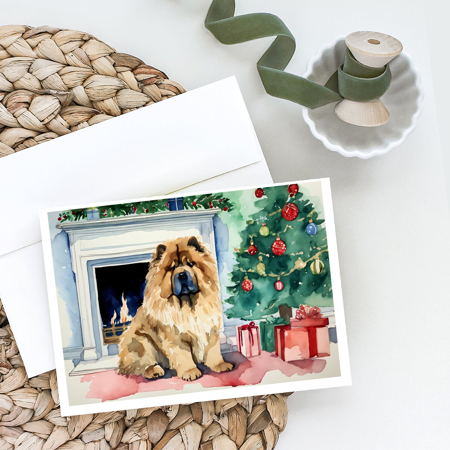 Chow Chow Christmas Greeting Cards and Envelopes Pack of 8