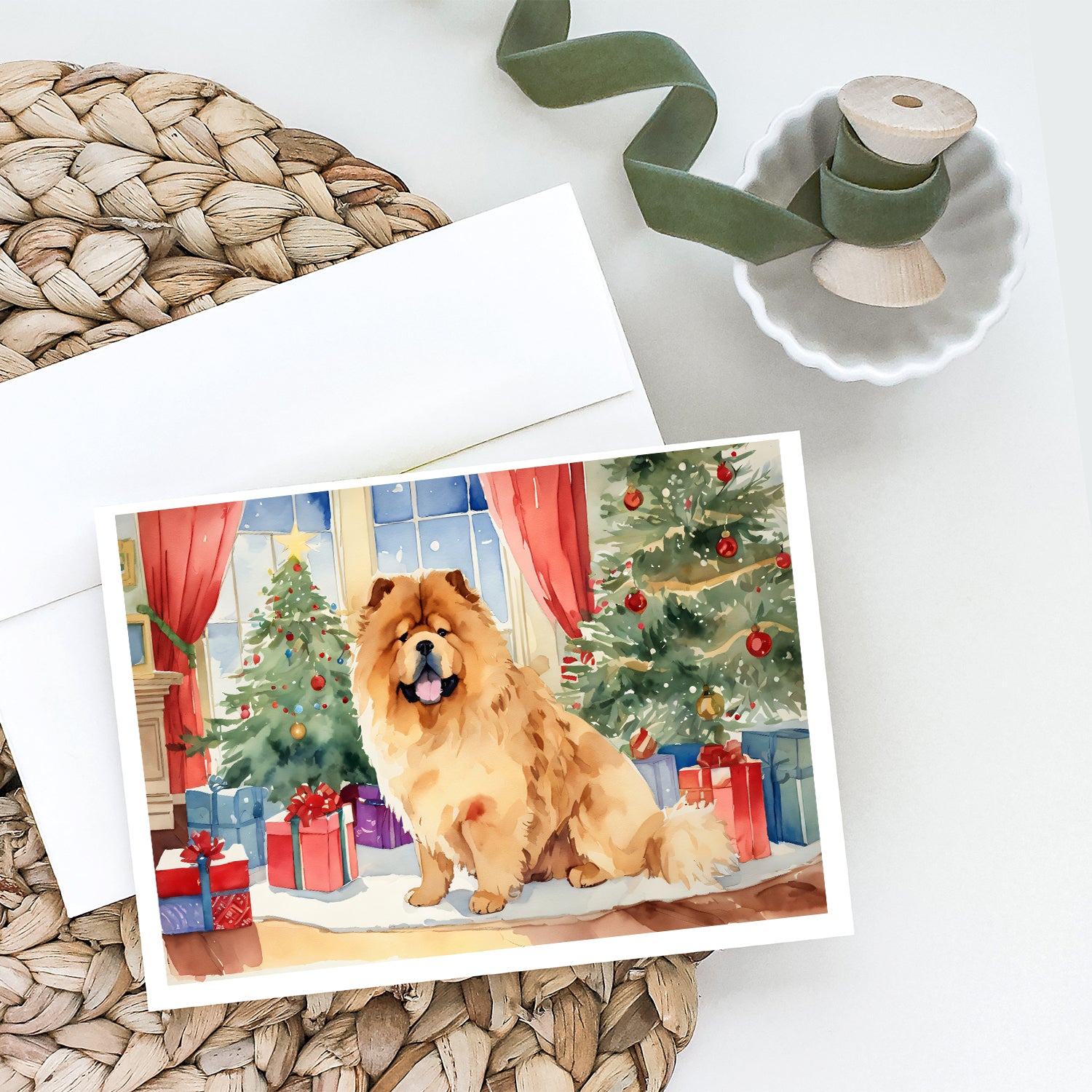Chow Chow Christmas Greeting Cards and Envelopes Pack of 8
