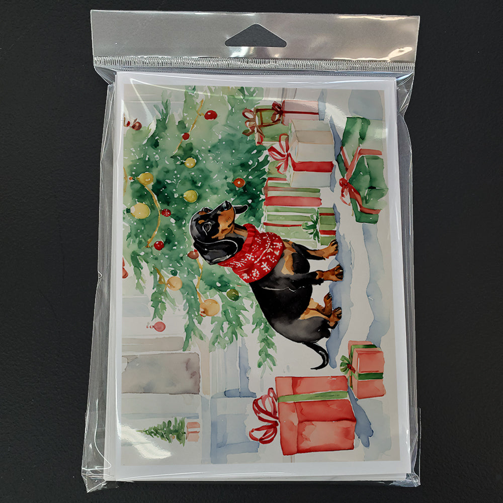 Black and Tan Dachshund Christmas Greeting Cards and Envelopes Pack of 8