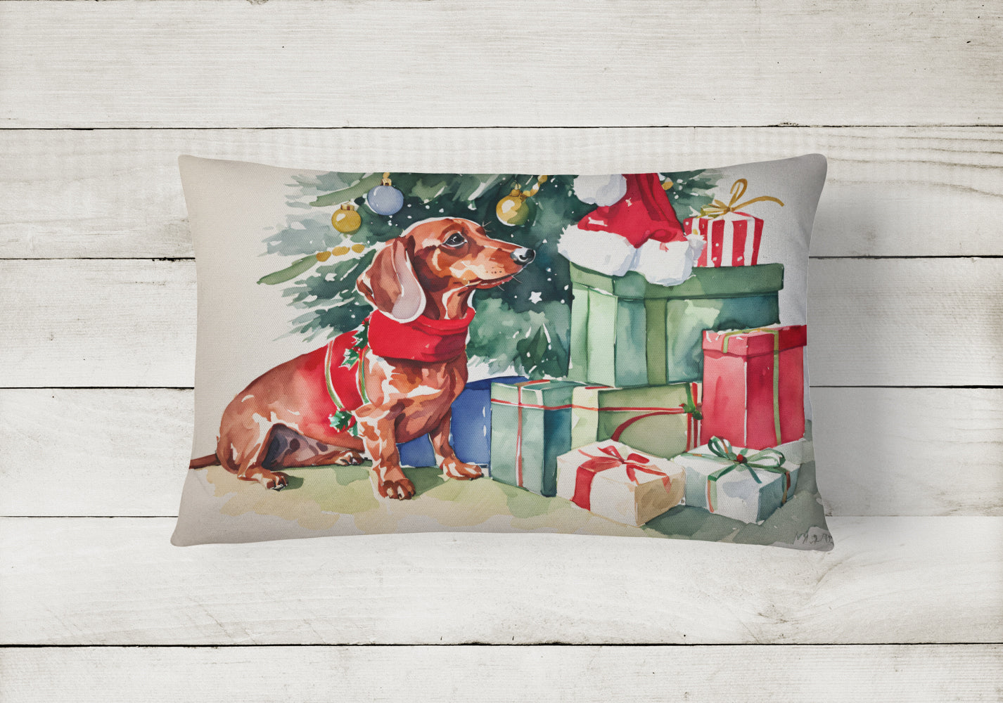Dachshund Christmas Fabric Decorative Pillow