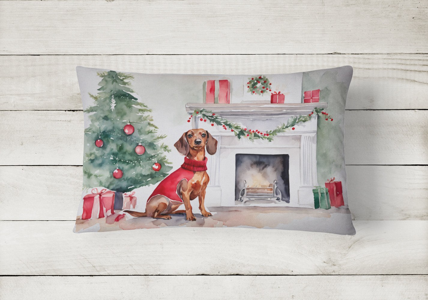 Dachshund Christmas Fabric Decorative Pillow