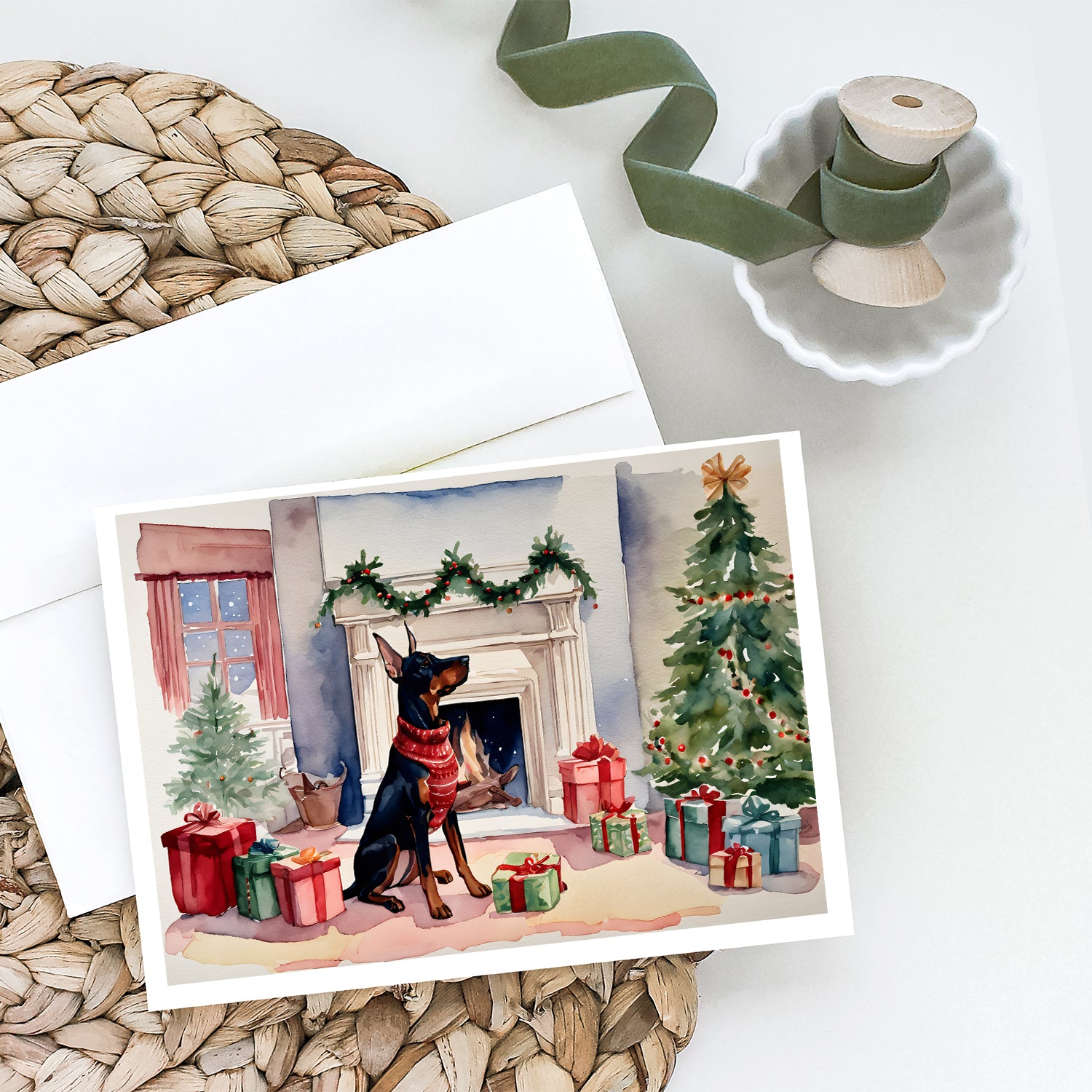 Buy this Doberman Pinscher Christmas Greeting Cards and Envelopes Pack of 8