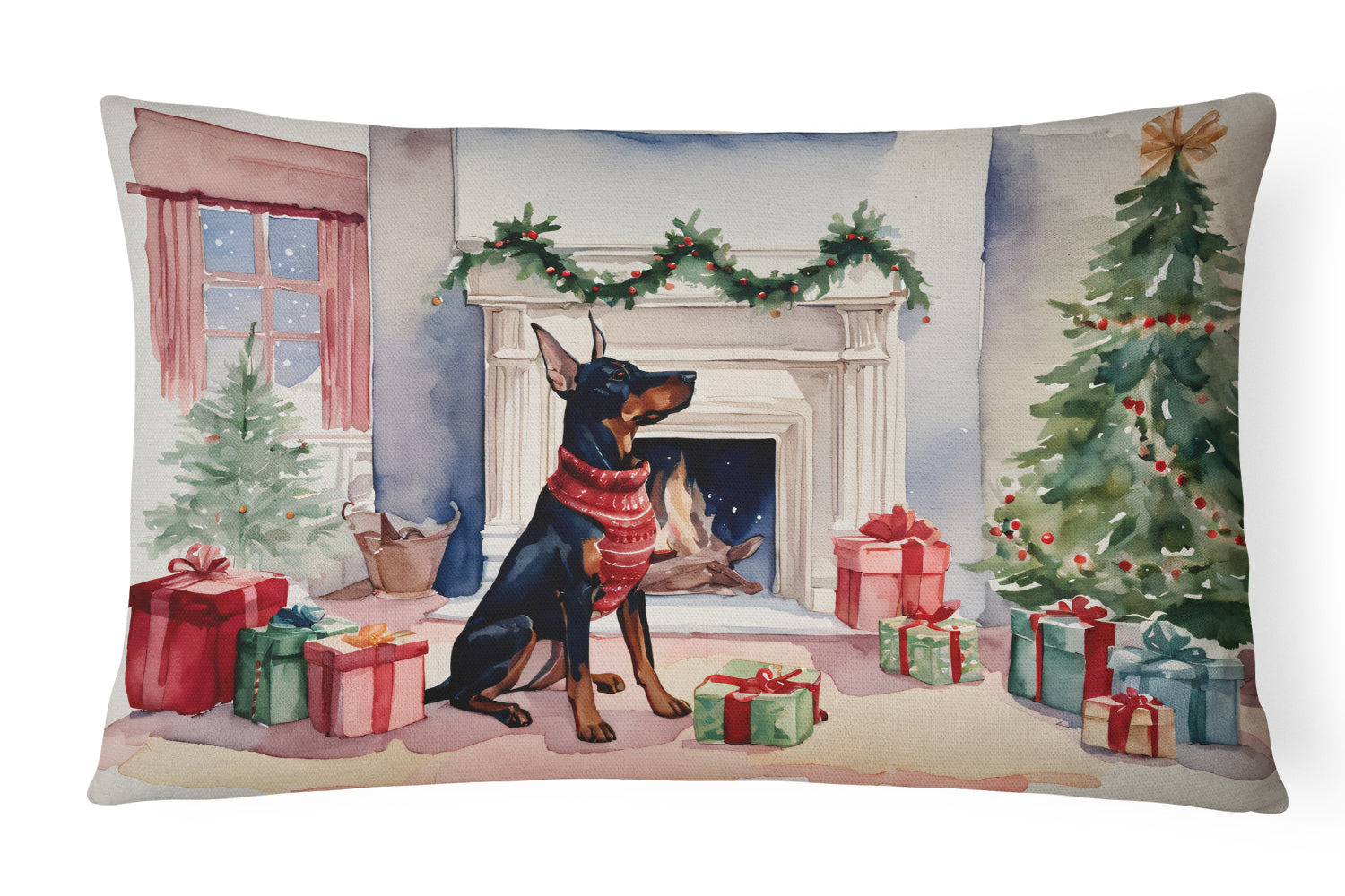 Buy this Doberman Pinscher Christmas Fabric Decorative Pillow