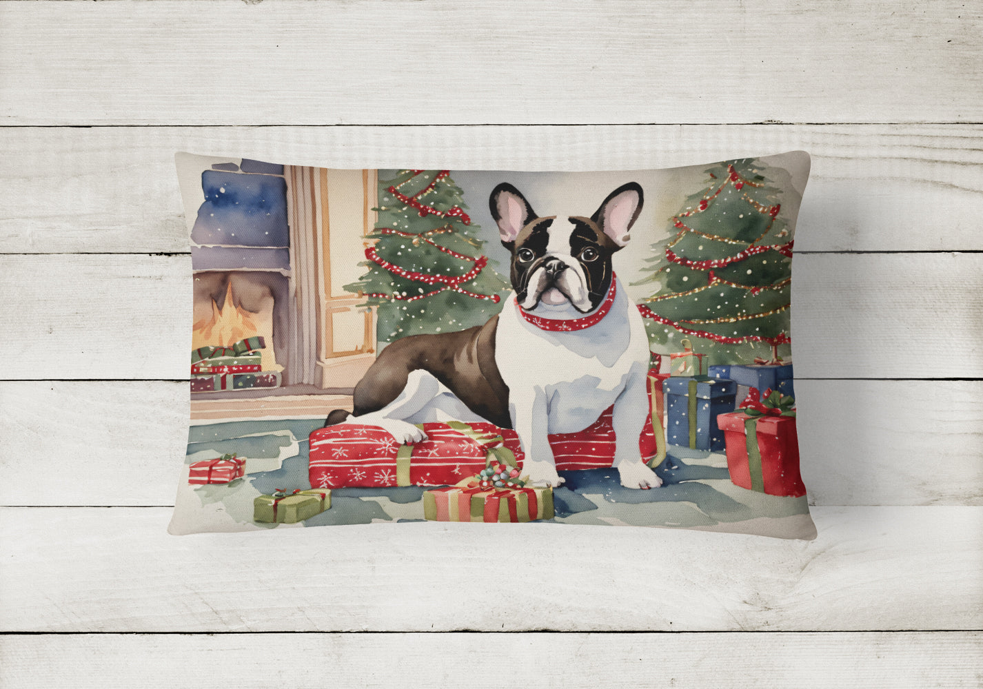 French Bulldog Christmas Fabric Decorative Pillow