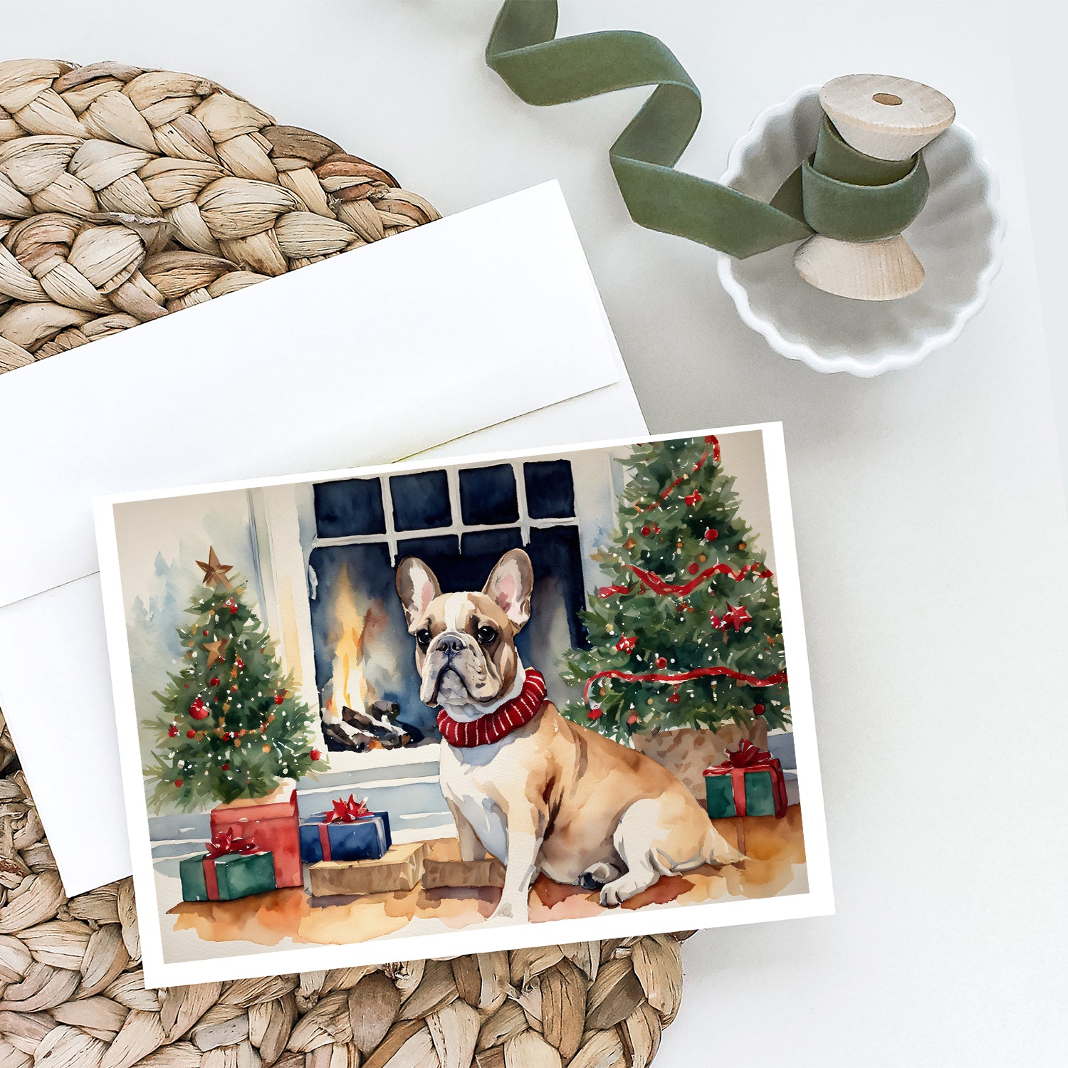 French Bulldog Christmas Greeting Cards and Envelopes Pack of 8