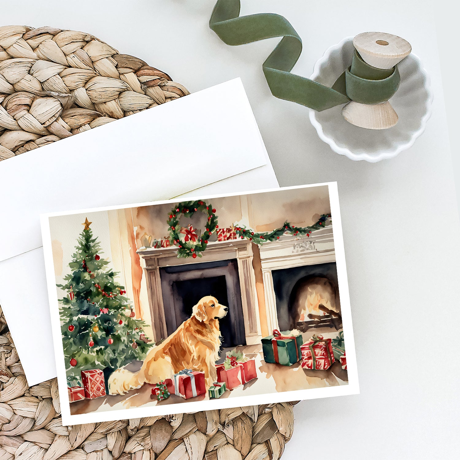 Golden Retriever Christmas Greeting Cards and Envelopes Pack of 8