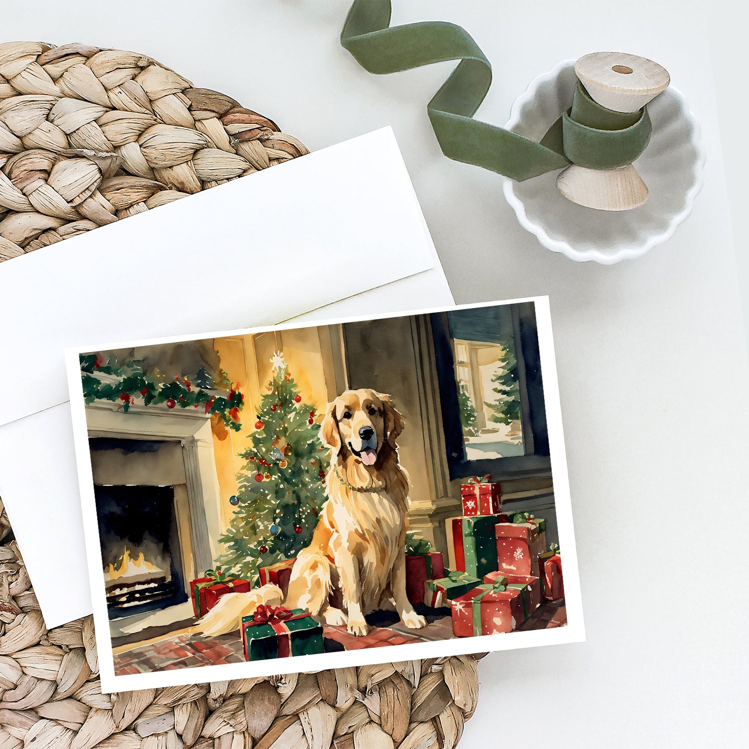 Golden Retriever Christmas Greeting Cards and Envelopes Pack of 8