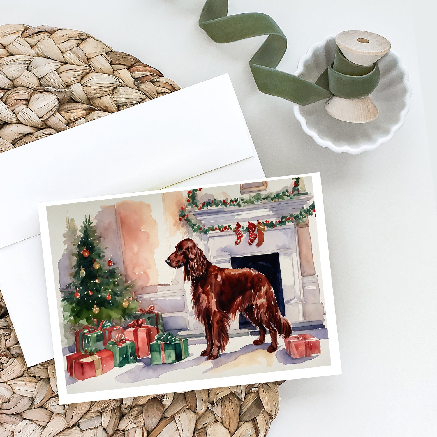Irish Setter Christmas Greeting Cards and Envelopes Pack of 8
