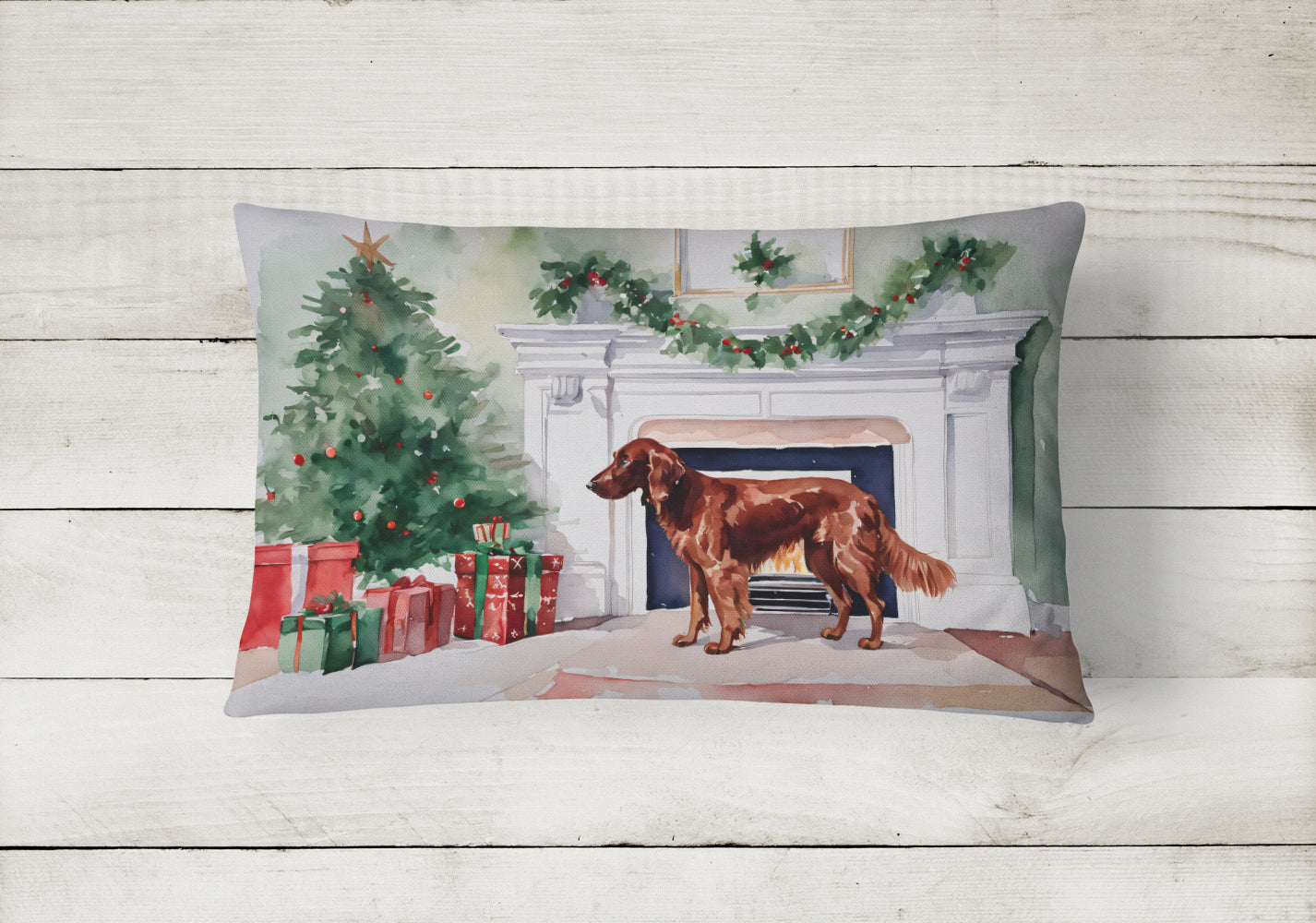 Irish Setter Christmas Fabric Decorative Pillow