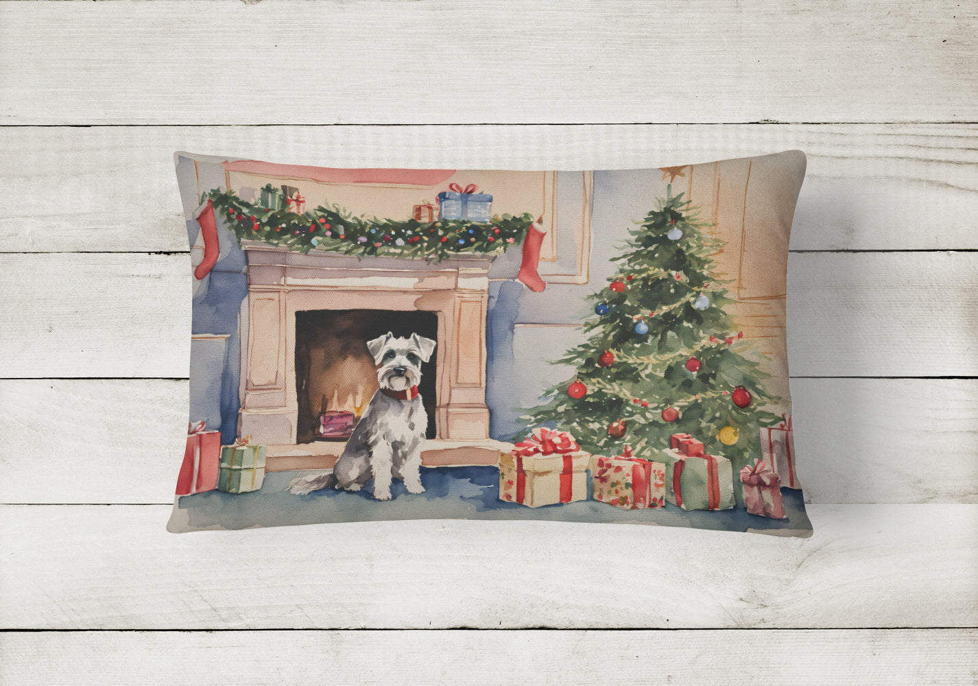 Schnauzer Christmas Fabric Decorative Pillow