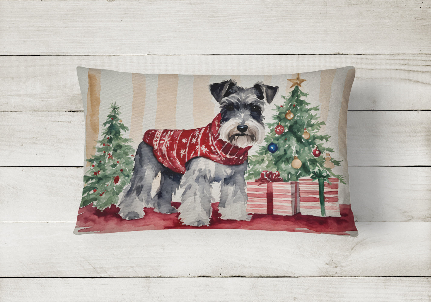 Schnauzer Christmas Fabric Decorative Pillow