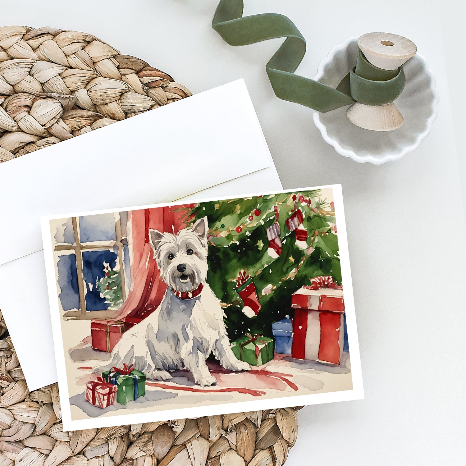 Westie Christmas Greeting Cards and Envelopes Pack of 8