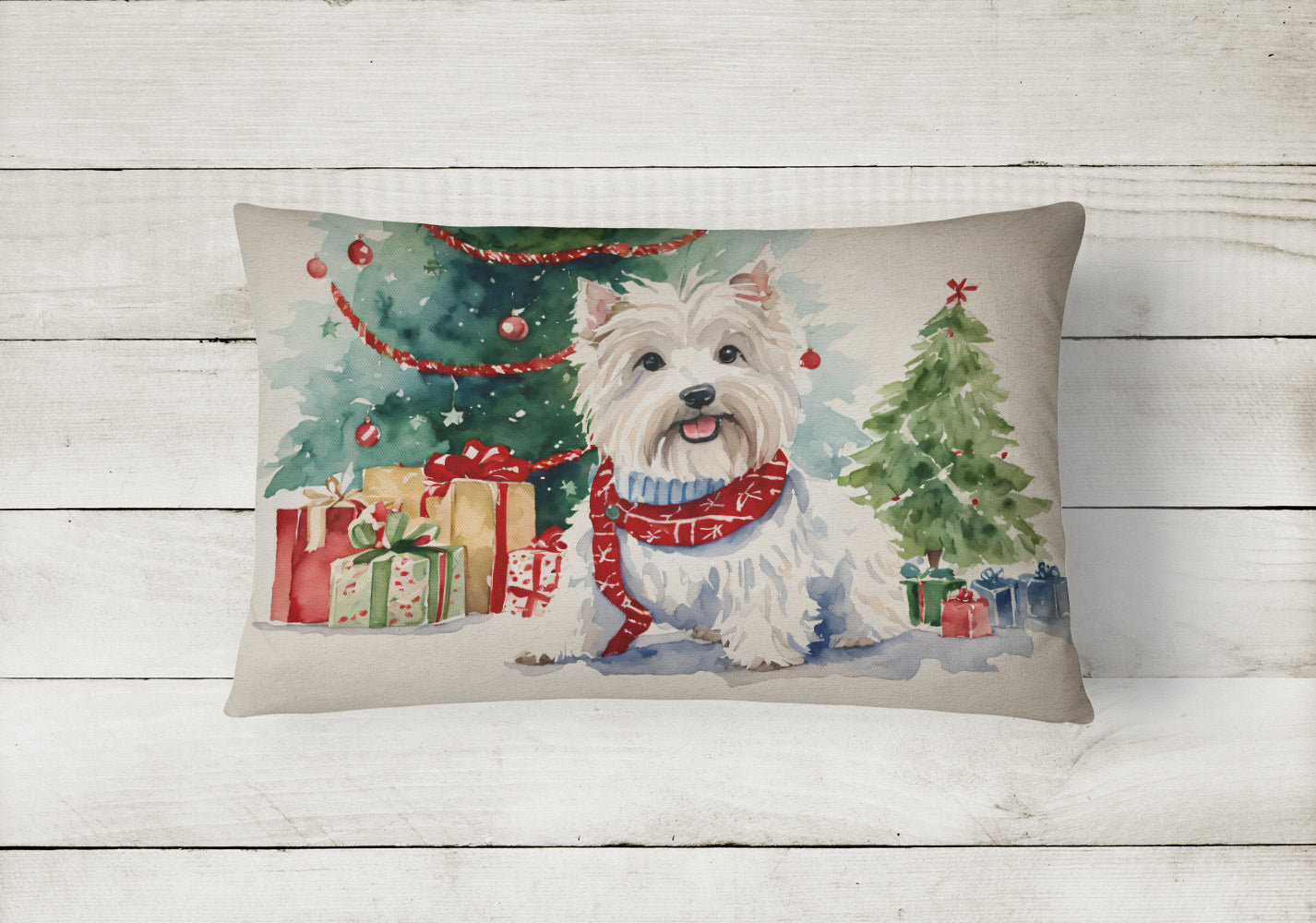 Westie Christmas Fabric Decorative Pillow