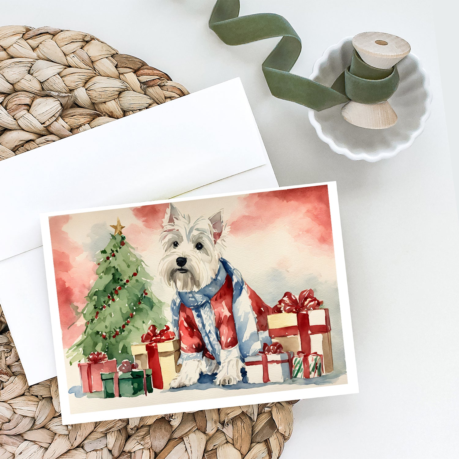Westie Christmas Greeting Cards and Envelopes Pack of 8