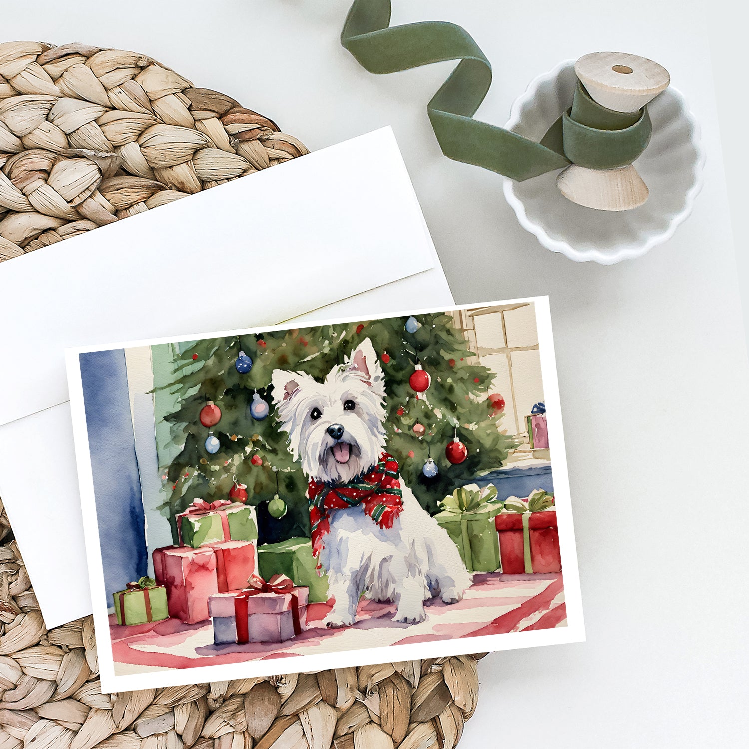 Buy this Westie Christmas Greeting Cards and Envelopes Pack of 8