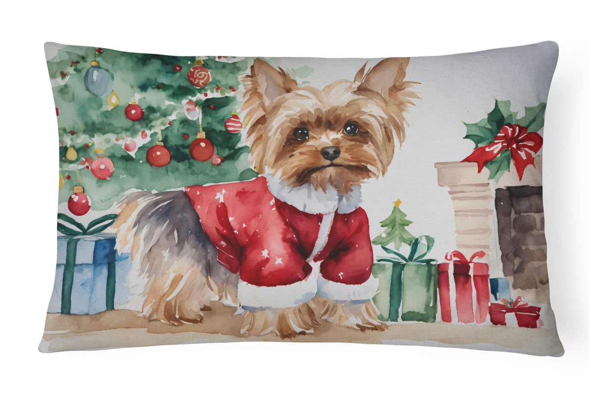 Buy this Yorkie Christmas Fabric Decorative Pillow