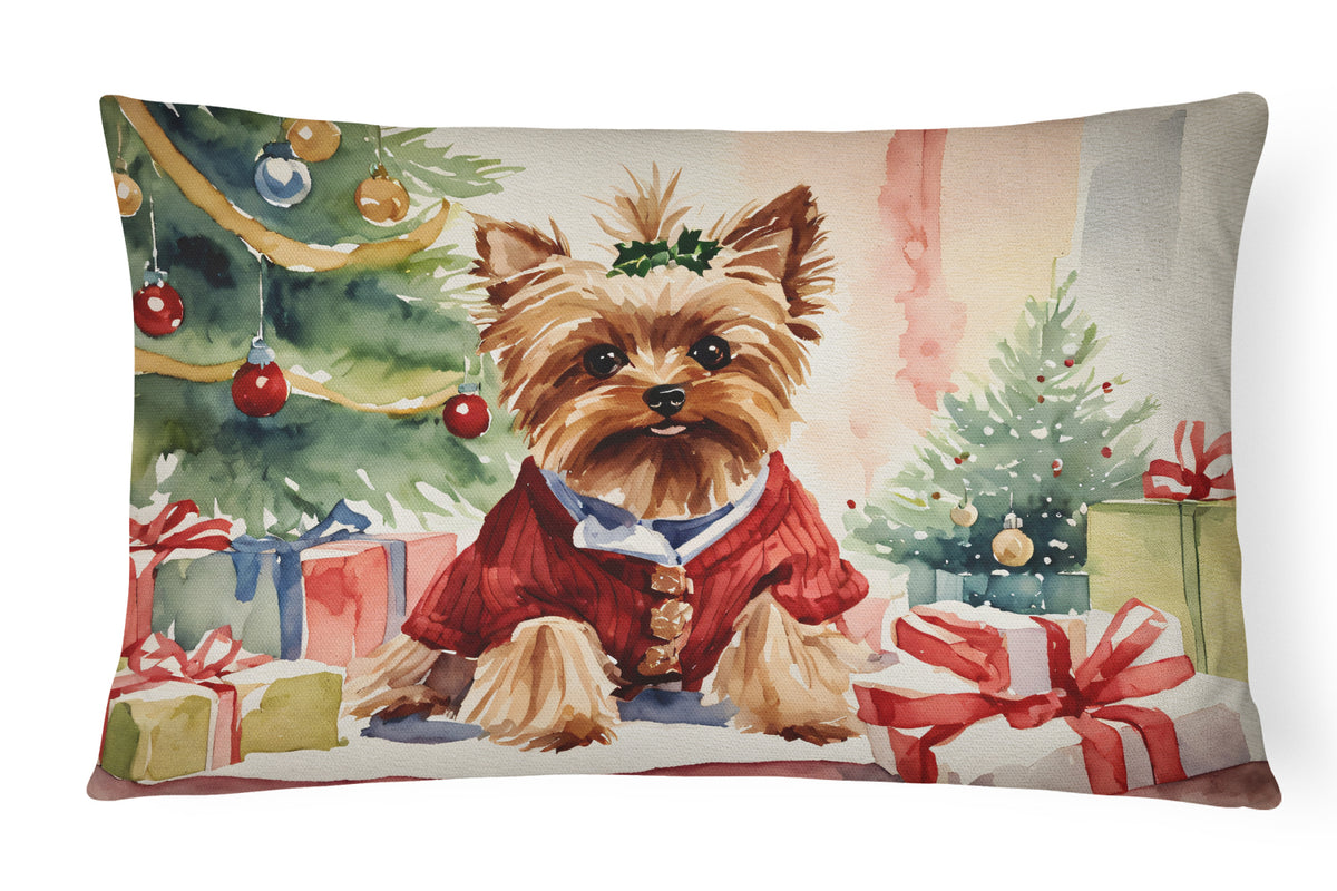 Buy this Yorkie Christmas Fabric Decorative Pillow