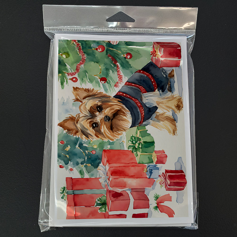Yorkie Christmas Greeting Cards and Envelopes Pack of 8