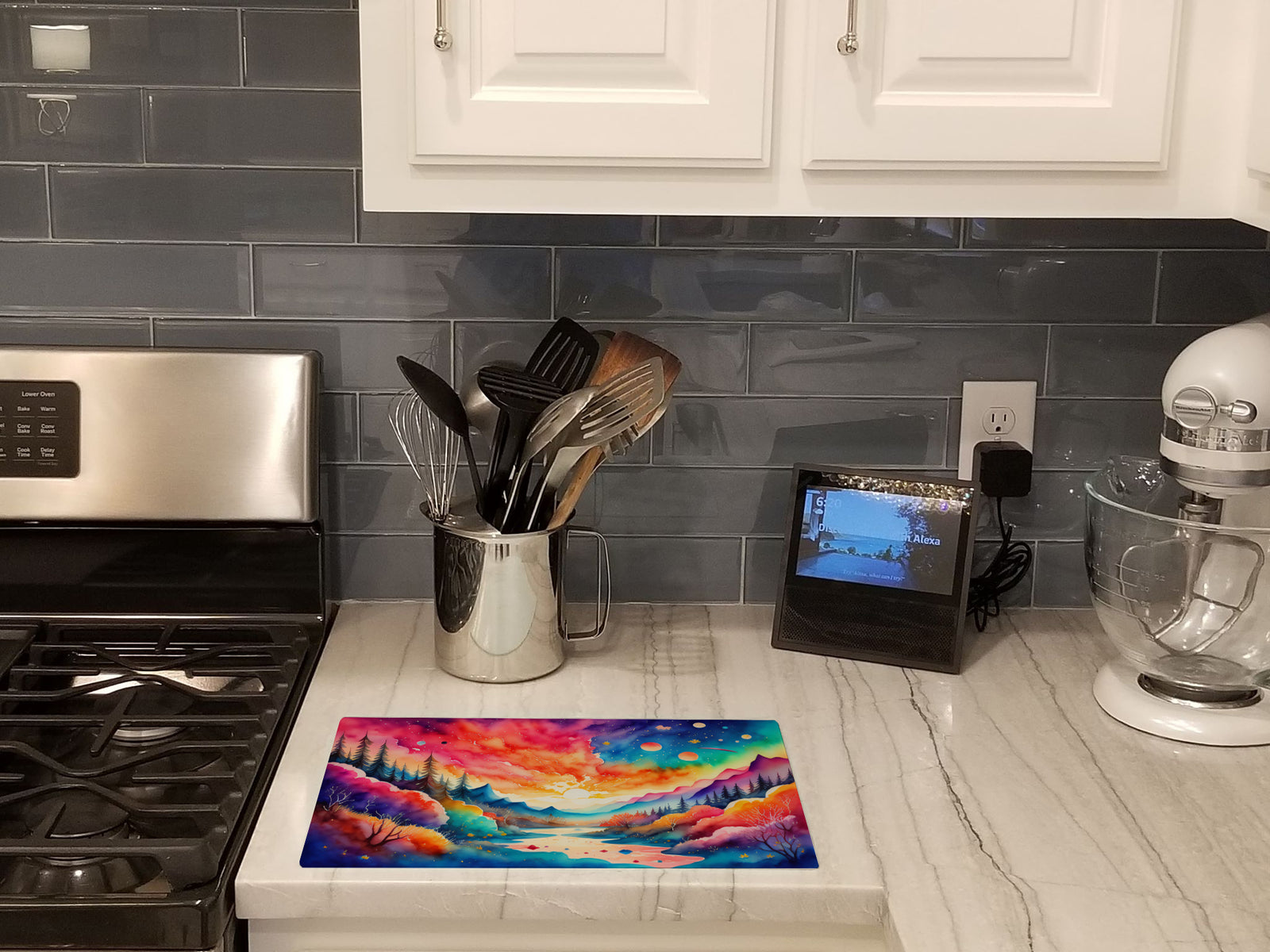 Caroline's Treasures Amaranths in Color Glass Cutting Boards – Durable, Decorative Kitchen Art Large