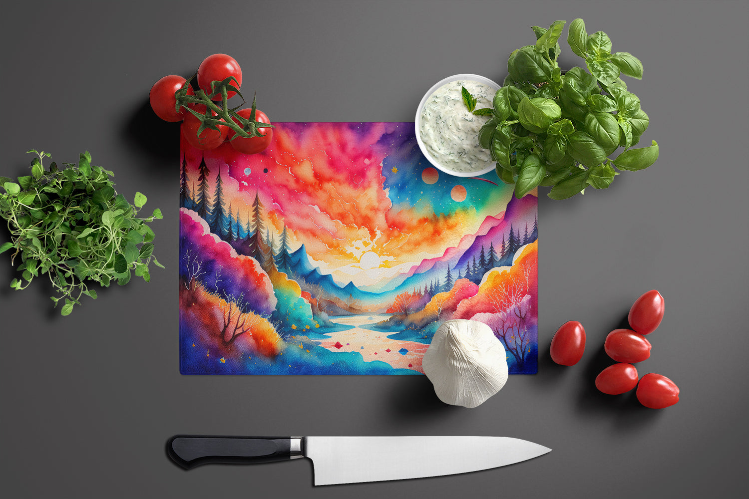 Amaranths in Color Glass Cutting Board Large