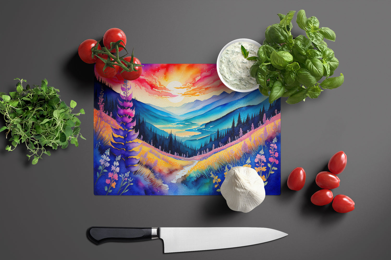 Annual Larkspur in Color Glass Cutting Board Large