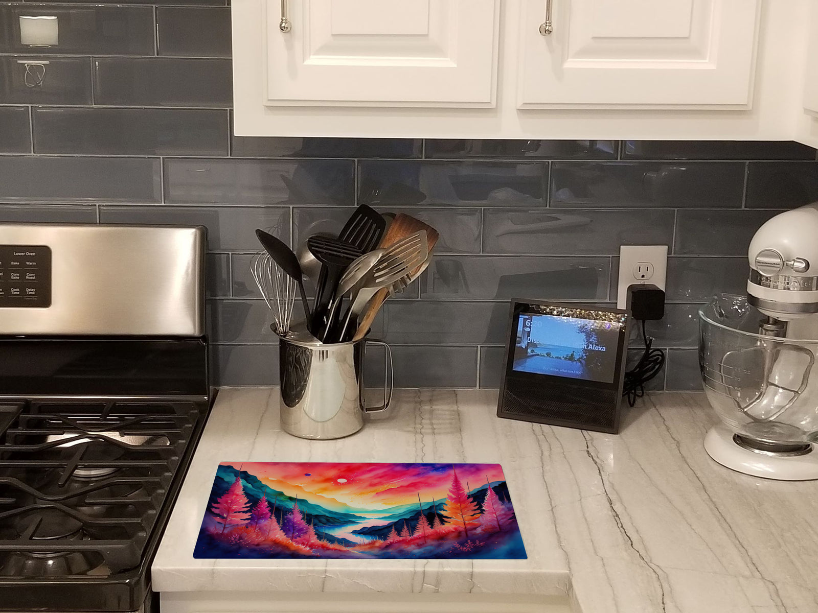 Caroline's Treasures Astilbe in Color Glass Cutting Boards – Durable, Decorative Kitchen Art Large